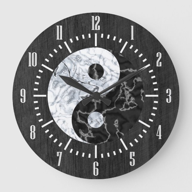 Marble Yin Yang Symbol Große Wanduhr (Vorderseite)