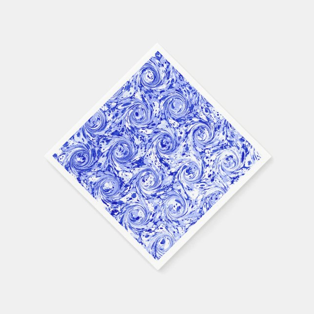 Marbled Abstract Design | Blue White Wirbel Serviette (Ecke)