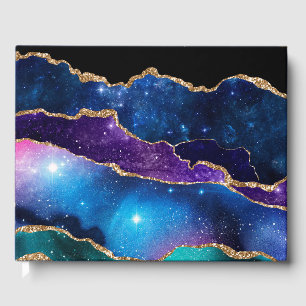 Marbled Agate Stone Galaxy Funkelnd Sterne Gästebuch