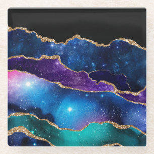 Marbled Agate Stone Galaxy Funkelnd Sterne Glasuntersetzer