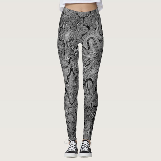 "Marbled" B&W-Leggings Leggings (Vorderseite)