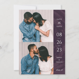 Marbled Band 2-Foto-Save the Date-Karte - Lila Einladung