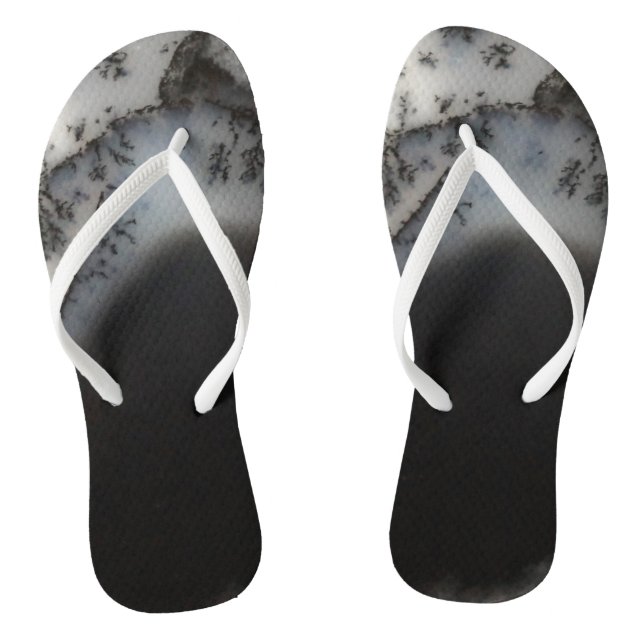Marbled Black Agate, Cooler Naturstein Einzigartig Flip Flops (Fußbett)