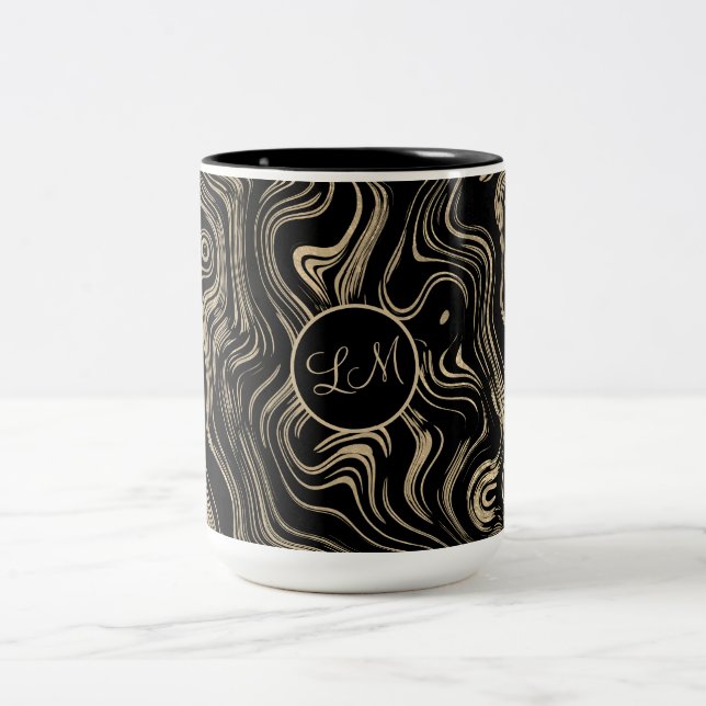 Marbled Gold personalisierte Umarmung Zweifarbige Tasse (Mittel)