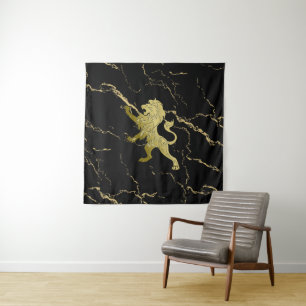 Marbled Golden Royal Lion Wandteppich