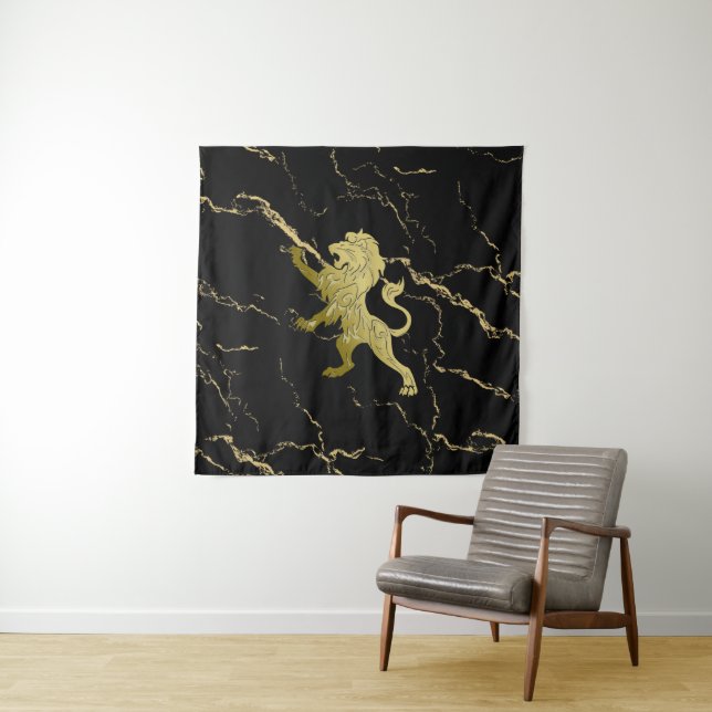 Marbled Golden Royal Lion Wandteppich (Beispiel)