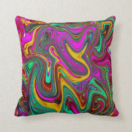 Marbled Hot Pink and Sea Foam Green Abstract Art Kissen
