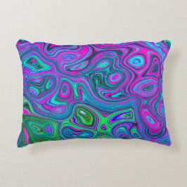 Marbled Magenta und Lime Green Groovy Abstrakte Ku Dekokissen
