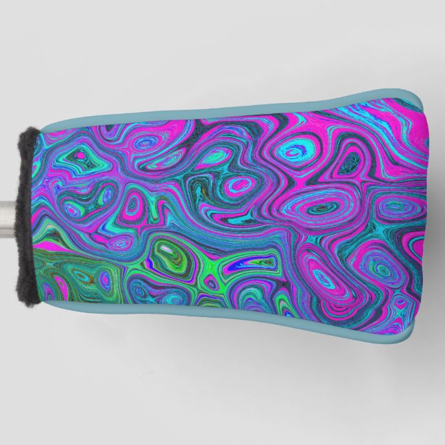 Marbled Magenta und Lime Green Groovy Abstrakte Ku Golf Headcover (Vorderseite)