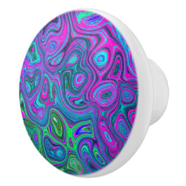 Marbled Magenta und Lime Green Groovy Abstrakte Ku Keramikknauf