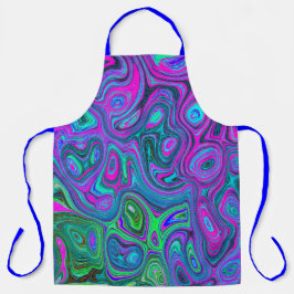 Marbled Magenta und Lime Green Groovy Abstrakte Ku Schürze