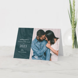 Marbled New Year's Foto Grußkarte - Aquamarin Dankeskarte