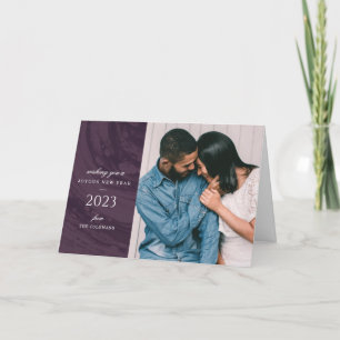 Marbled New Year's Foto Grußkarte - Lila Dankeskarte