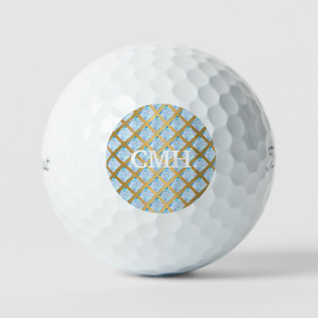 MARBLED OCEAN GOLD GRID CUSTOM GOLF BALLS GOLFBALL (Vorderseite)