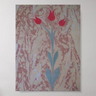 Marbled paper three tulip poster