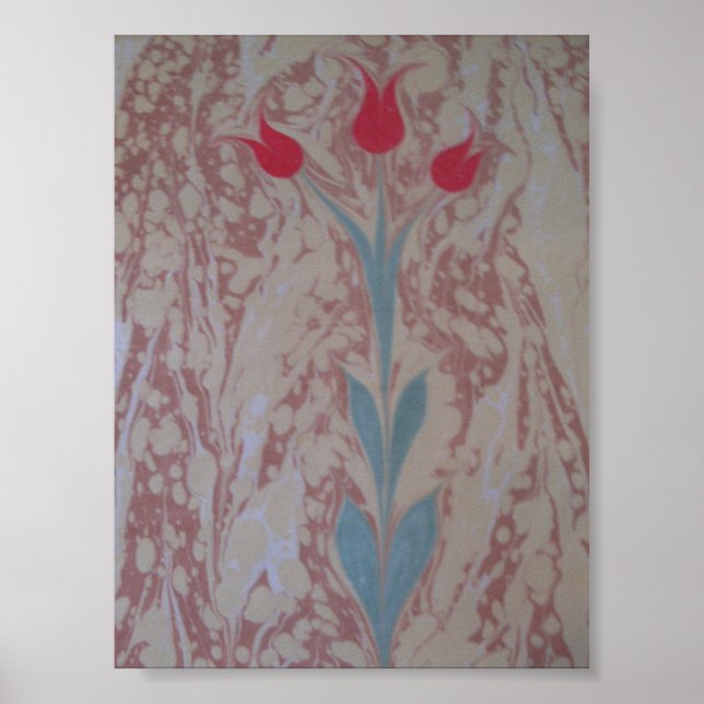 Marbled paper three tulip poster (Vorne)
