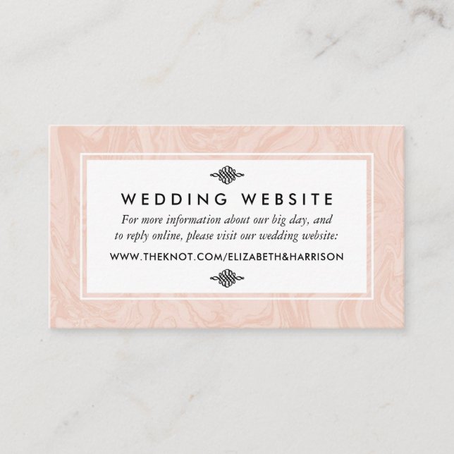 Marbled Rose Elegant Vintage Wedding Website Begleitkarte (Vorderseite)