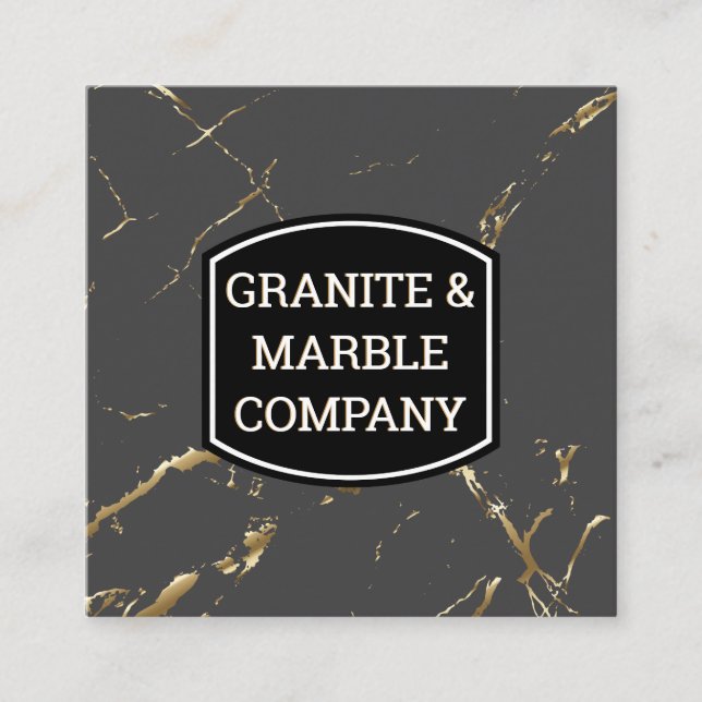 Marbled Slab | Granit | Gold Textur Hintergrund Quadratische Visitenkarte (Vorderseite)
