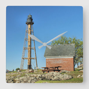 Marblehead Lighthouse, Massachusetts Wall Clock Quadratische Wanduhr