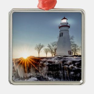 Marblehead Lighthouse Silbernes Ornament