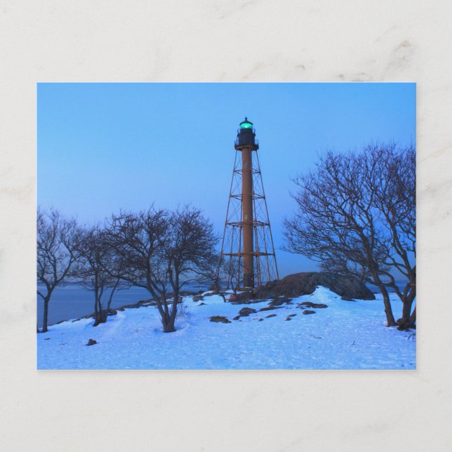 Marblehead Lighthouse Winter Postkarte (Vorderseite)