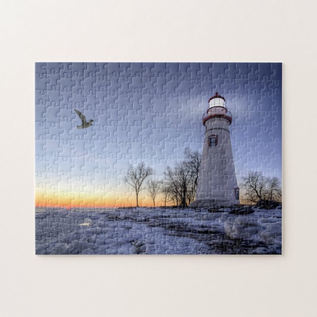 Marblehead Lighthouse Winter Sunrise Puzzle (Horizontal)