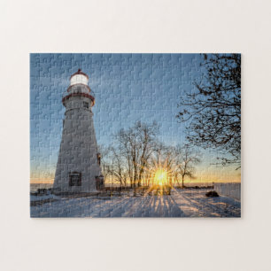 Marblehead Lighthouse Winter Sunrise Puzzle