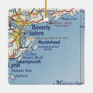 Marblehead MA Vintage Karte Keramikornament