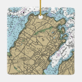 Marblehead Massachusetts Nautical Chart Keramikornament