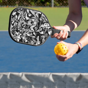 Marbleied Black and White Modern Abstrakt Artwork Pickleball Schläger
