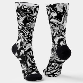 Marbleied Black and White Modern Abstrakt Artwork Socken