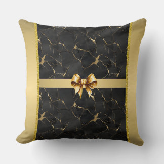 Marbleied Black & Gold Luxury Throw Kissen
