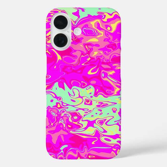Marbleiy Look Pinks Grüntöne Gelbe Abstrakte Kunst Case-Mate iPhone Hülle (Rückseite)
