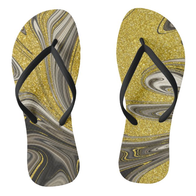 Marbleized Black Gold Flip Flops (Fußbett)