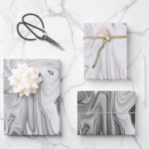 Marbleized Paint Grays Elegant Wedding Gift Geschenkpapier Set