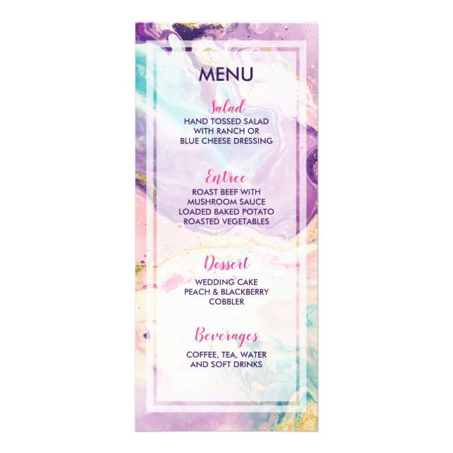 Marbleous Dream Wedding Menu Werbekarte (Vorne)