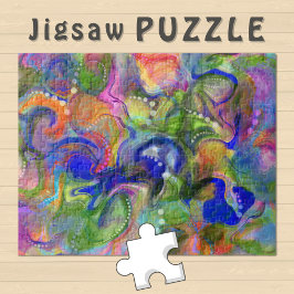 Marbling Art abstrakt blaugrün orange - Puzzle