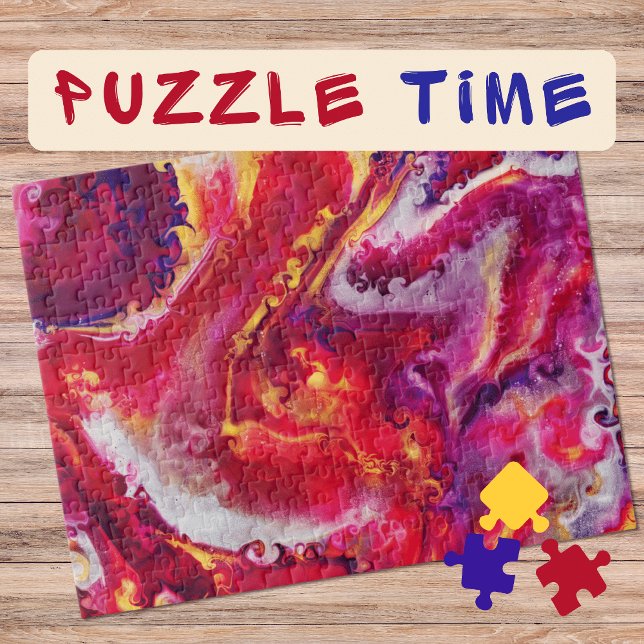 Marbling Art Juli heiß rotes weißes Creme - schwie Puzzle (Von Creator hochgeladen)