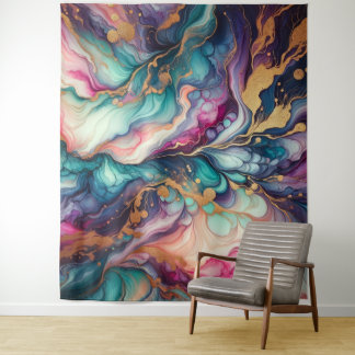 Marbling Art - Lebhafte Farben Wandteppich