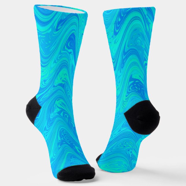 Marbling Blue Green Pattern Socken (Gewinkelt)