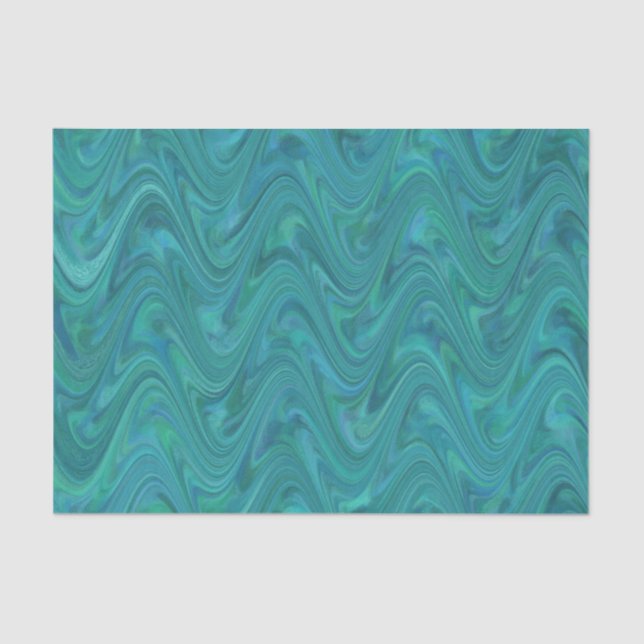 Marbling Green Blue Pattern Seidenpapier (Vorderseite)