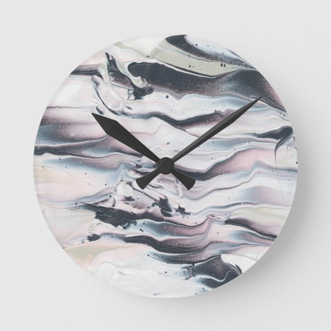 Marbling V Crop Runde Wanduhr (Vorderseite)