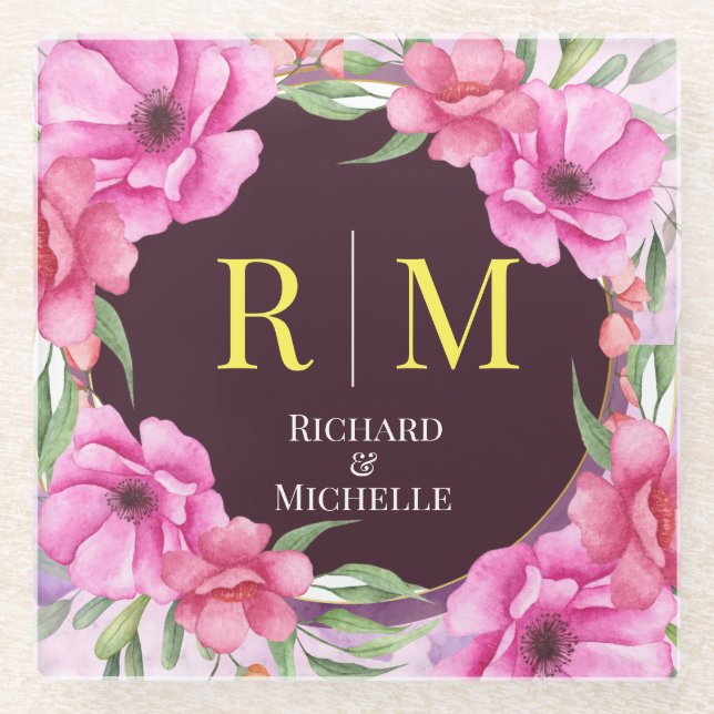 Marbor für den Anfangsbuchstaben des Wreath Floral Glasuntersetzer (Vorderseite)