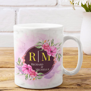 Marbor für den Anfangsbuchstaben des Wreath Floral Kaffeetasse