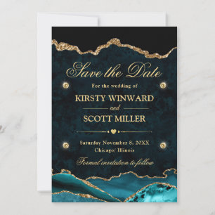 Marburg Agate für aquamarine und Gold-Glitzer Save Save The Date