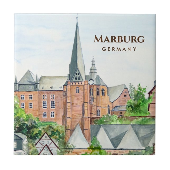 Marburg Altstadt Deutschland Mittelalterliche Stad Fliese (Vorderseite)