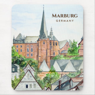 Marburg Altstadt Deutschland Stadtbild Malerei Mousepad