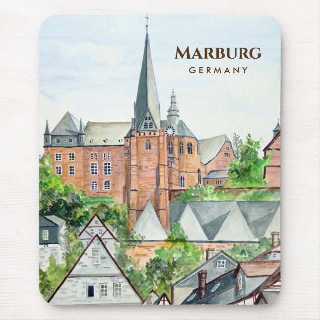 Marburg Altstadt Deutschland Stadtbild Malerei Mousepad