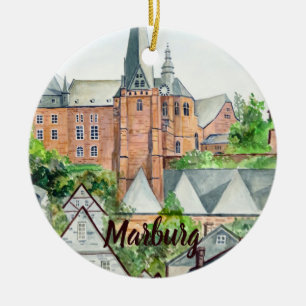 Marburg Altstadt Deutschland Towncape Acrylic Pain Keramik Ornament