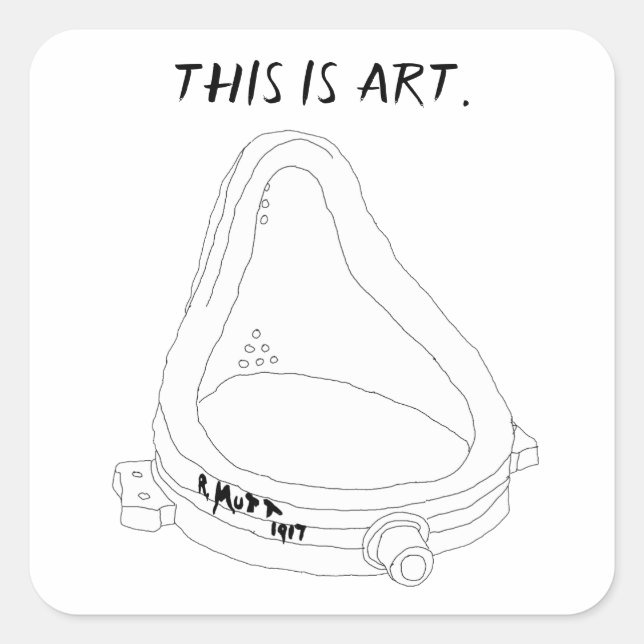 Marcel Duchamp's Fountain R.Mutt 1917 Quadratischer Aufkleber (Vorderseite)